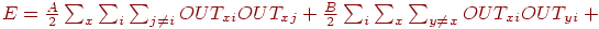 E=\frac A2\sum_{x}\sum_i\sum_{j\ne i} OUT_{xi}OUT_{xj}+
\frac{B}{2}\sum_i\sum_x\sum_{y\ne x}OUT_{xi}OUT_{yi}+\\